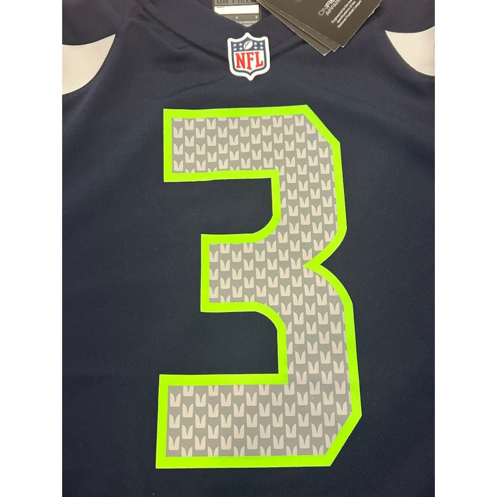 Nike Men’s Seattle Seahawks #3 Navy and Neon Green Jersey NWT - Picture 5 of 9